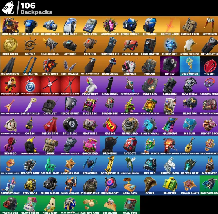 F891 Travis Scott, Diamond Jack, Astro Jack, OG STW Super Deluxe, The Reaper, Elite Agent, Point It Out, Take The L, Orange Justice, 98 Skins (G)